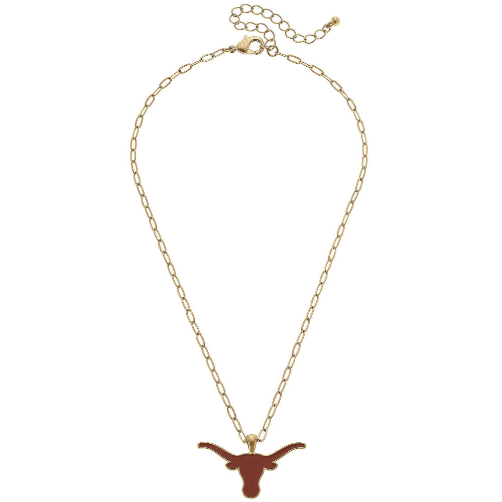 Canvas Style Texas Longhorns Enamel Logo Necklace