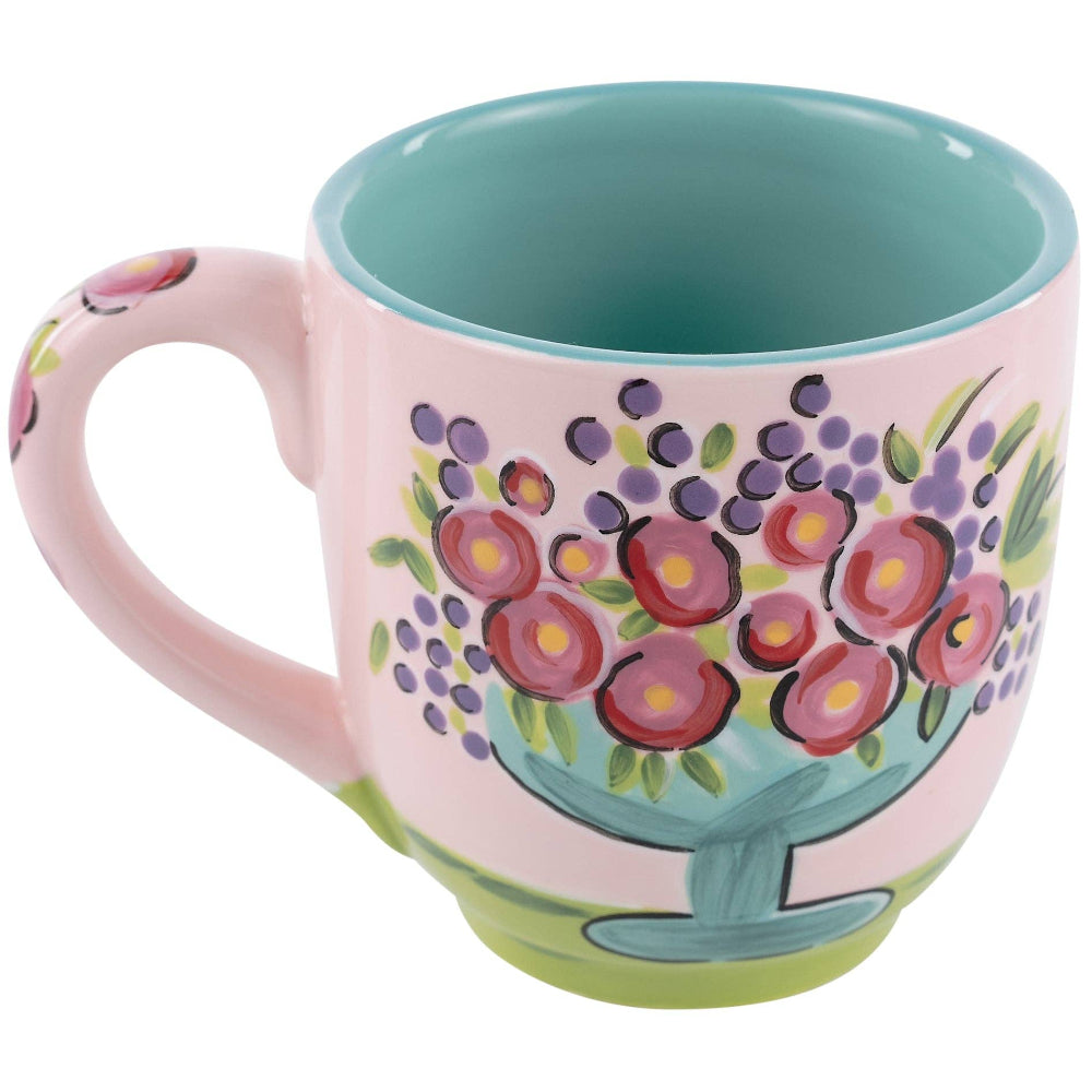 Glory Haus Ceramic Pink & Teal Floral Mug - 16 oz.