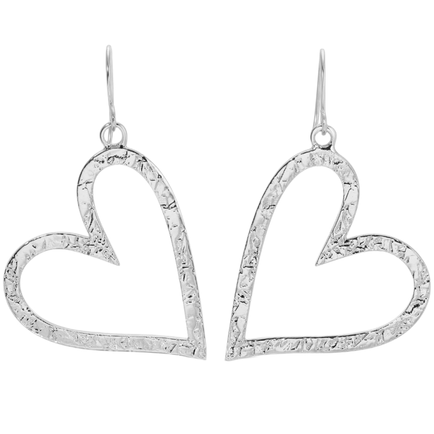 Long Gilded Heart Earrings - 1.8"