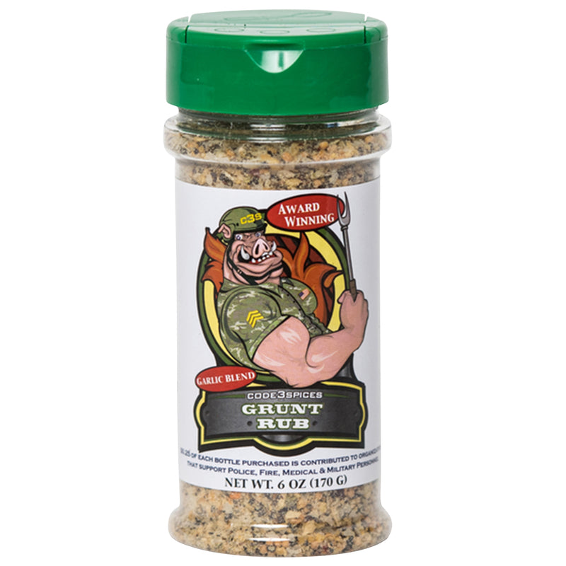 Code 3 Spices Grunt Rub Garlic Blend BBQ Seasoning - 6 oz.