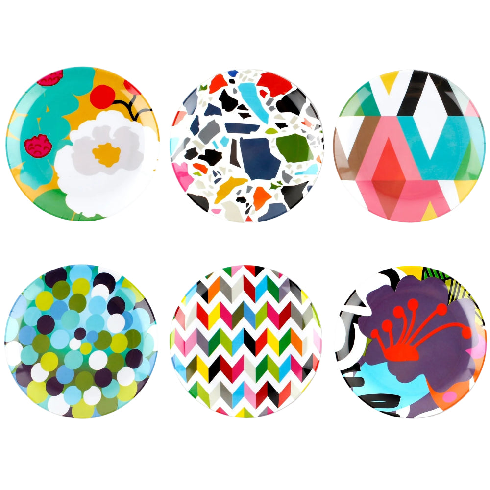French Bull Abstract Melamine Appetizer Plates - 6 pc.