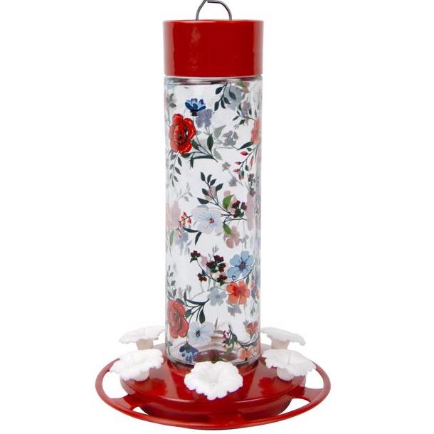 Nature's Way Floral Glass Hummingbird Feeder - 28 oz.