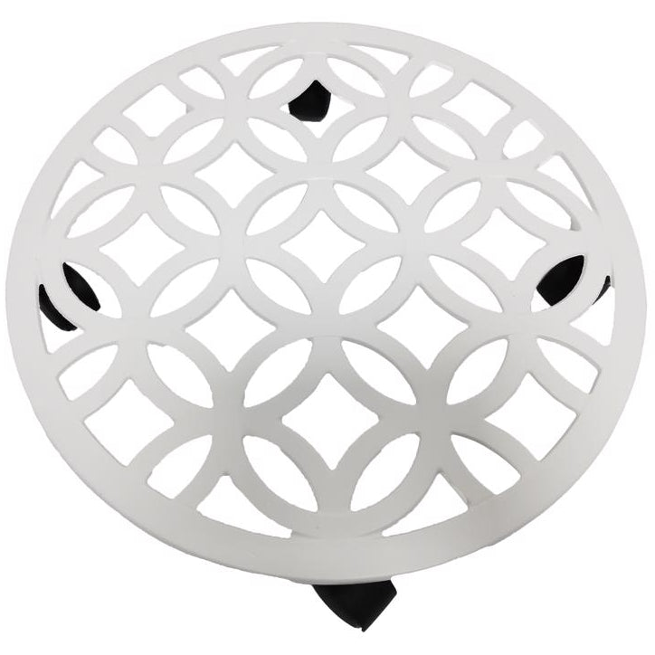 Living Accents White Cast Iron Wheeled Plant Caddy - 17"