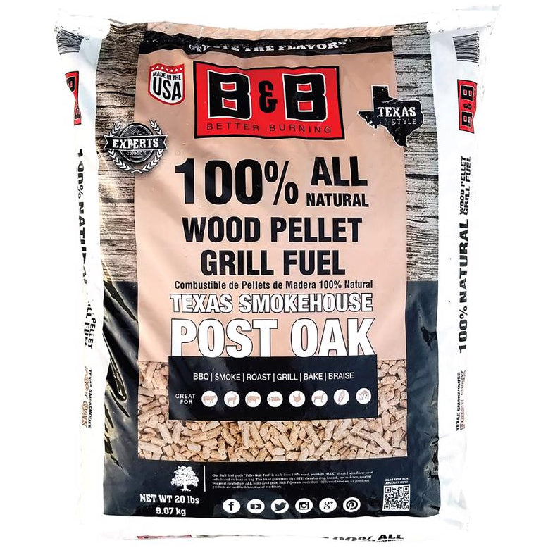 B&B Texas Smokehouse Post Oak Hardwood Pellets - 20 lb.