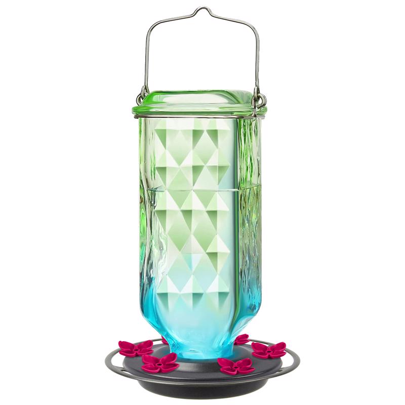 Nature's Way Aqua Antique Glass Hummingbird Feeder - 23 oz.