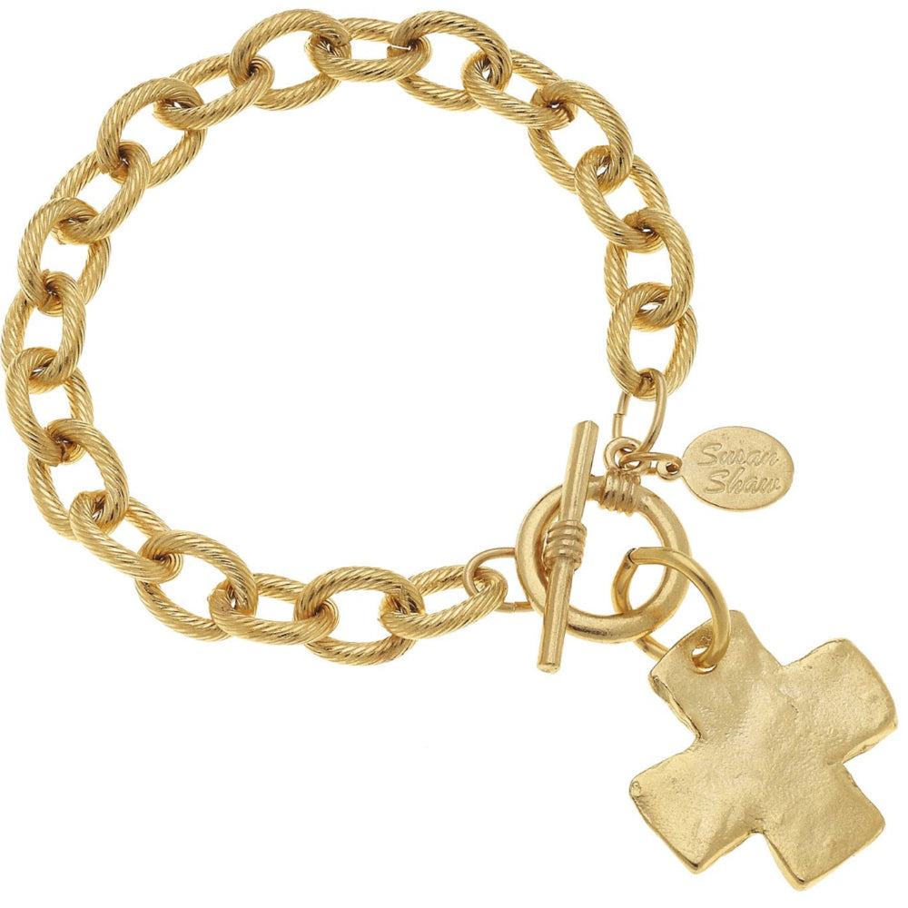 Susan Shaw Gold Cross Toggle Bracelet
