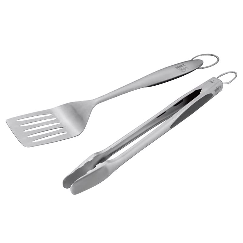 Weber Deluxe Stainless Steel Black/Silver Grill Tool Set - 2 Piece