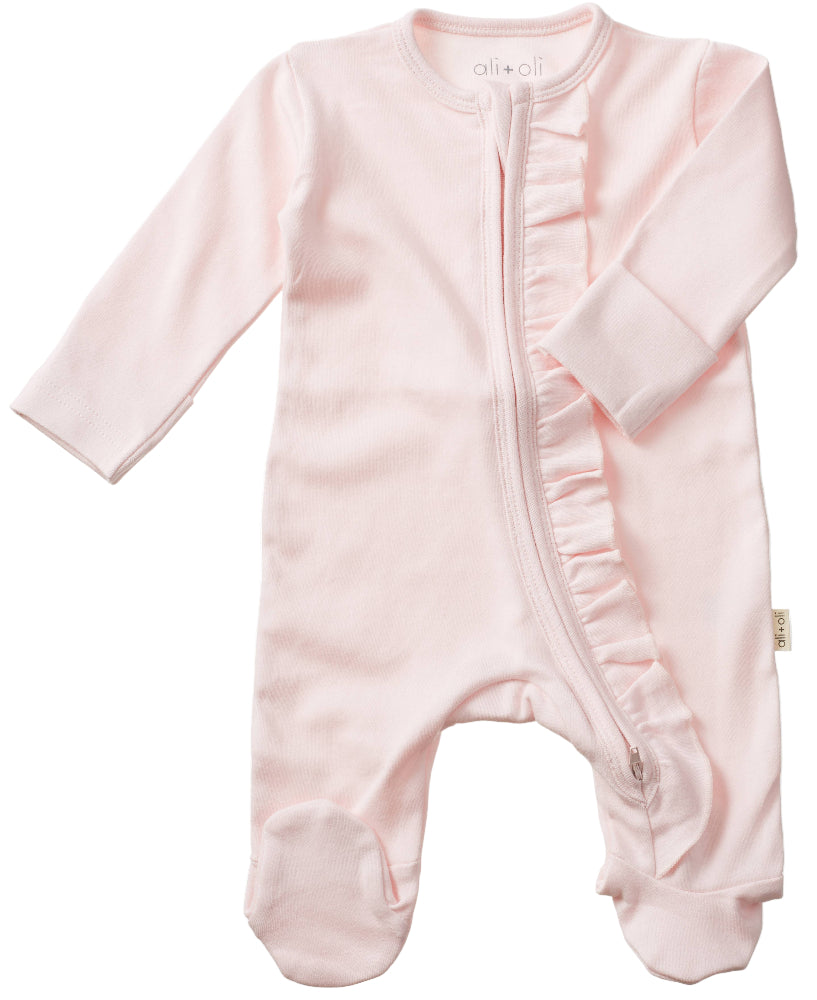 Ali + Oli Cotton 2-Way Zippered Baby Footie