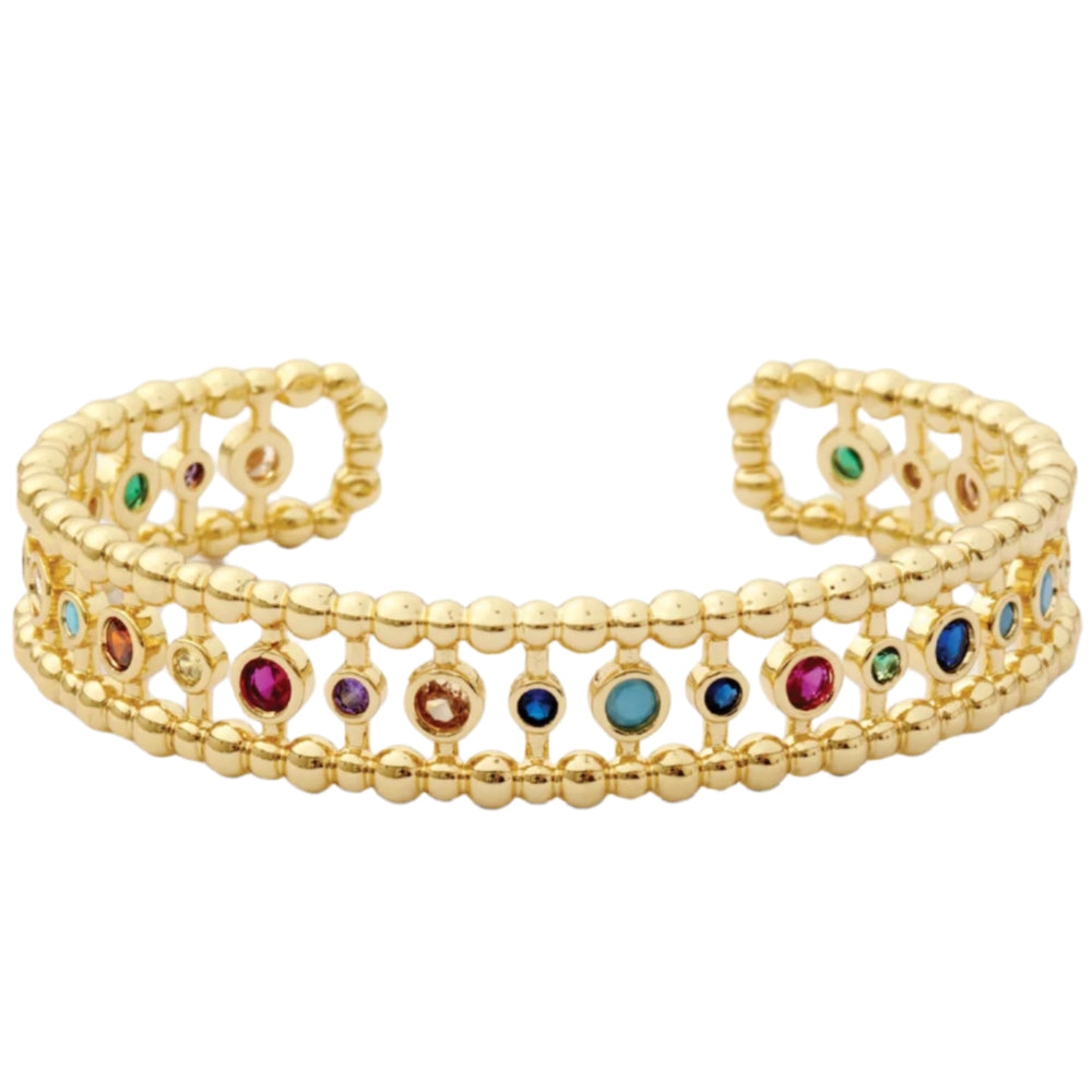 Splendid Iris Gold Crystal-Accented Cuff Bracelet