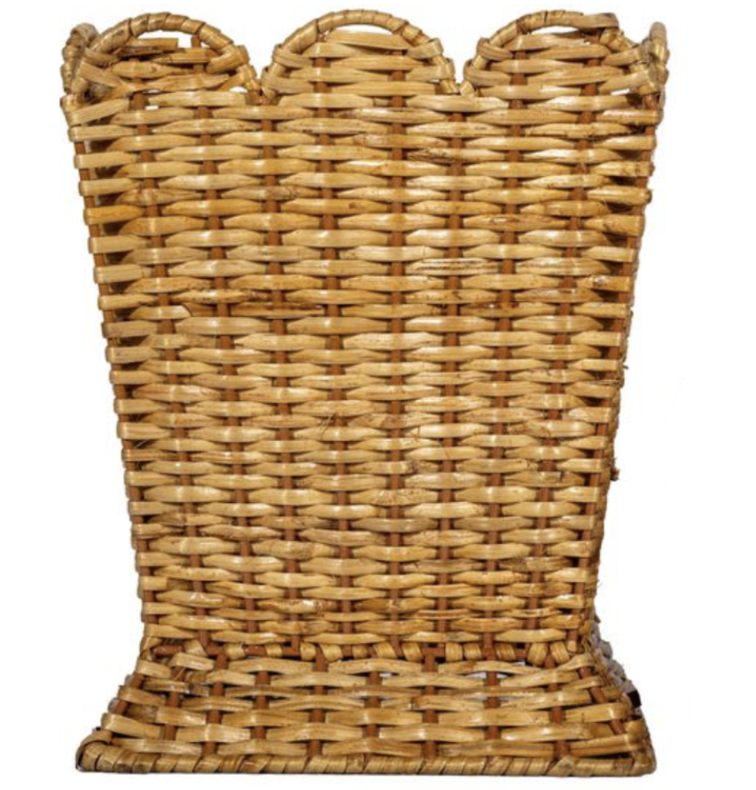 Enchanted Home Scalloped Wicker Wastebasket - 10" x 10" x 12"