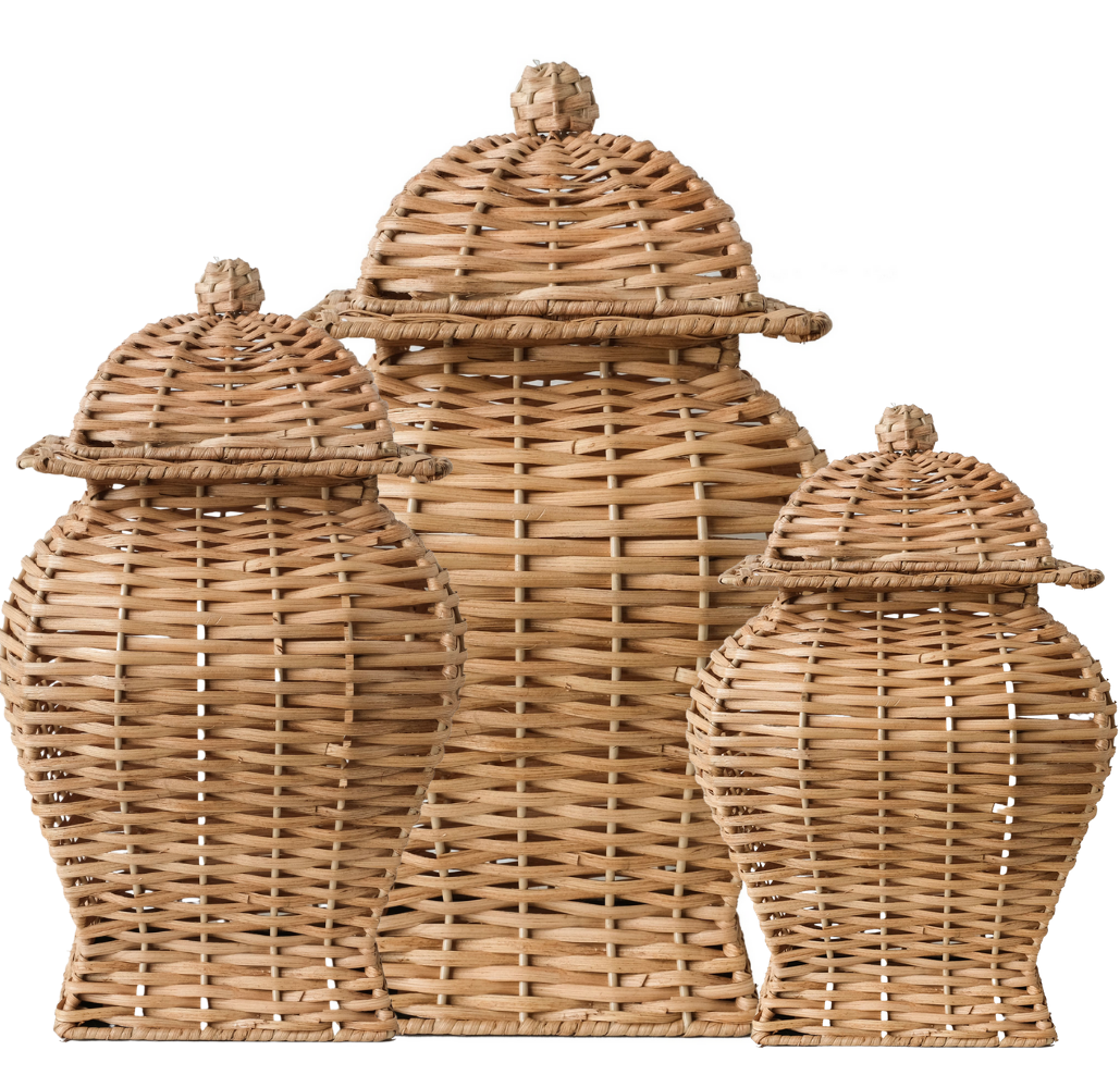 Enchanted Home Square-Base Wicker Jars - 12" to 16"