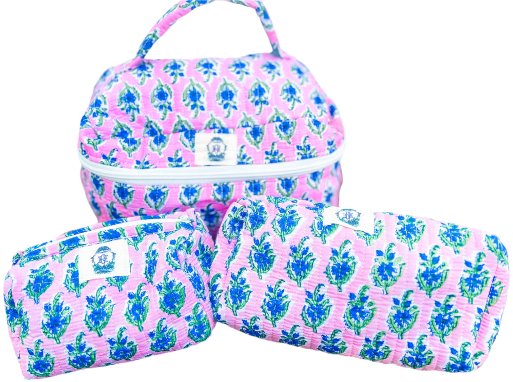Heart of Grace Quilted Cosmetic Bags Set - 3 pc.