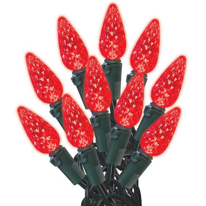 Celebrations LED Faceted C6 Christmas Lights - 24.5' (100 Lights)