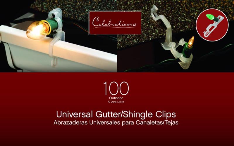 Celebrations Universal Fit Gutter/Shingle Light Clips - 100 pc.