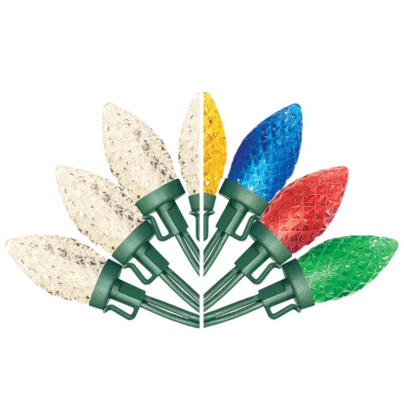 Celebrations Gold LED C9 Faceted Christmas Lights - 16' (25 Lights)