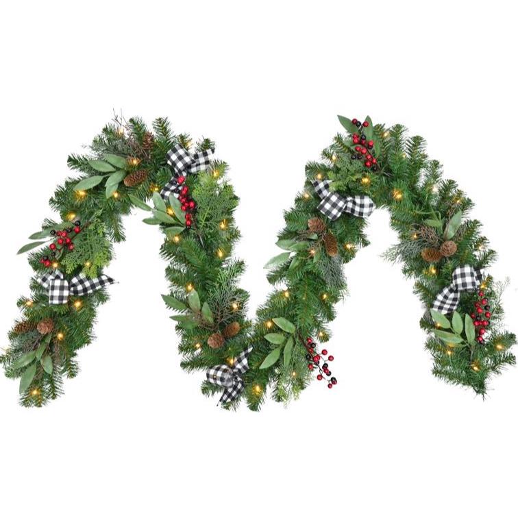 Celebrations LED-Lighted Faux Pine Garlands - 9' (50 Lights)