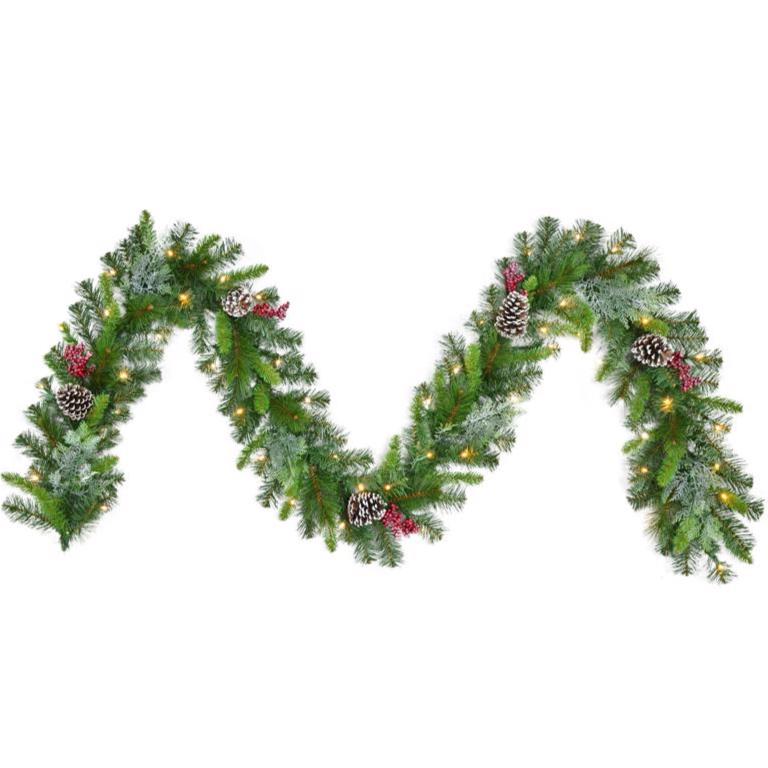 Celebrations LED-Lighted Faux Pine Garlands - 9' (50 Lights)