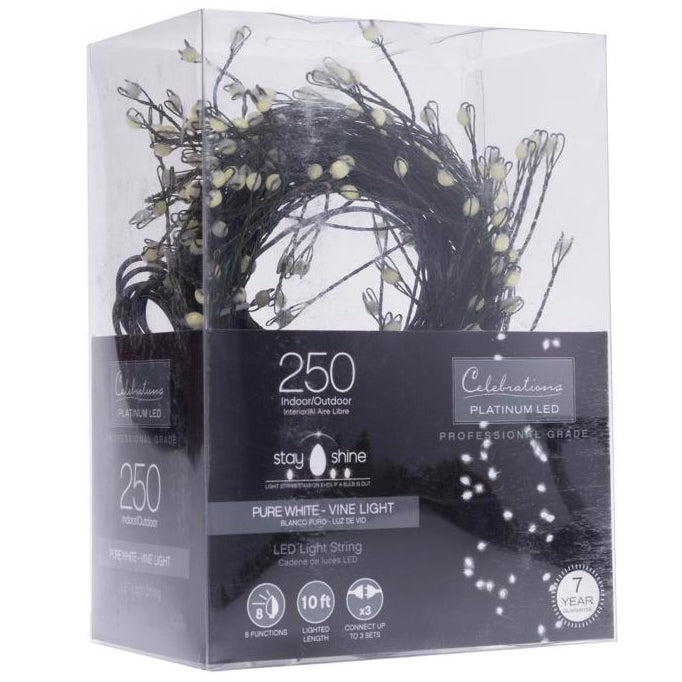 Celebrations Platinum LED Big Seed Vine Christmas Lights - 10' (250 Lights)