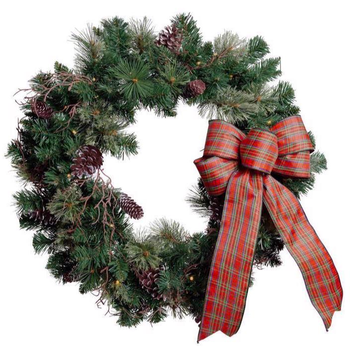 Celebrations LED-Lighted Faux Pine Wreaths