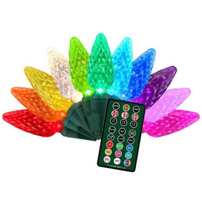 Celebrations Color Select LED Faceted C9 Mini Christmas Lights - 24.5' (50 Lights)