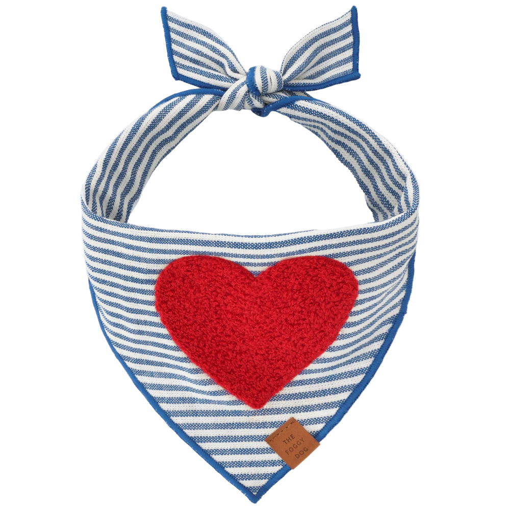 Foggy Dog Cotton Applique Bandana - Chenille Heart