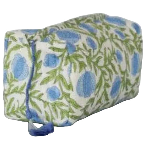 Pacific & Rose Block-Printed Quilted Cotton Cosmetic Bag