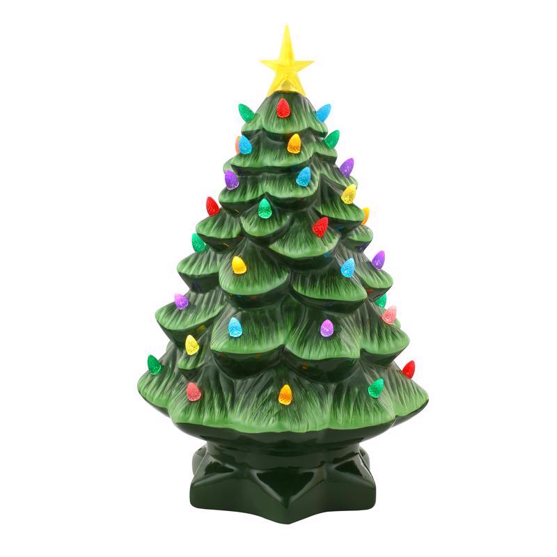 Light-Up Ceramic Vintage Christmas Tree - 14"