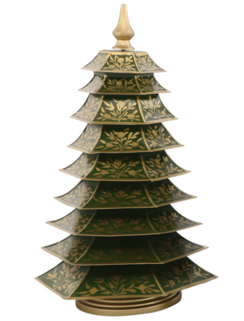 Enchanted Home Green & Gold Metal Chinoiserie Tree - 16"