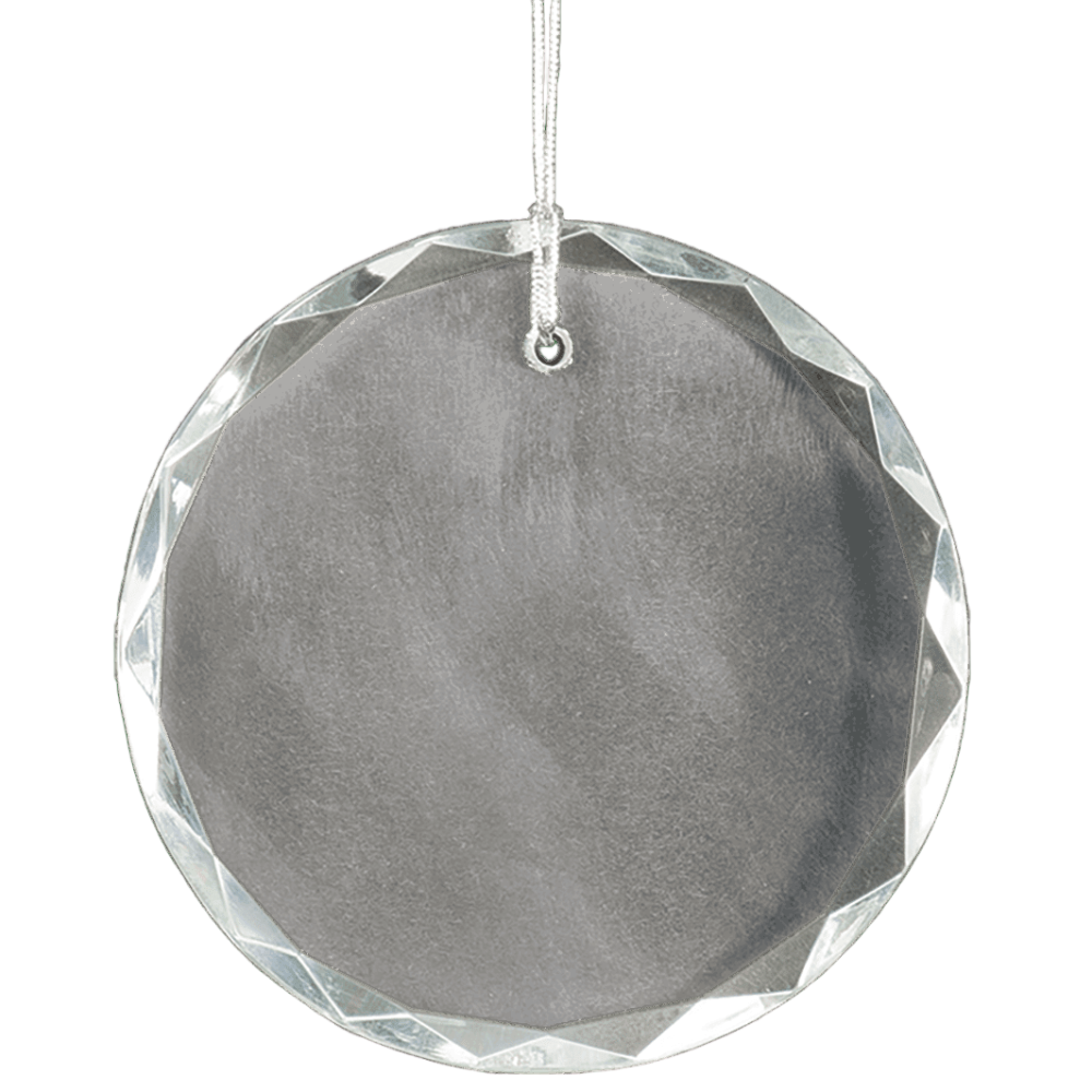 JDS Round Glass Crystal Ornament - 3" (Blank)