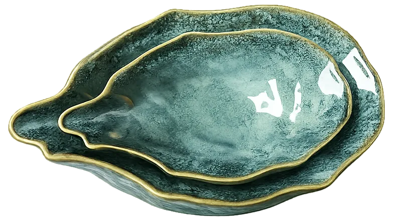 Toadfish Glazed Ceramic Oyster Shell Serving Bowls - 2 pc.