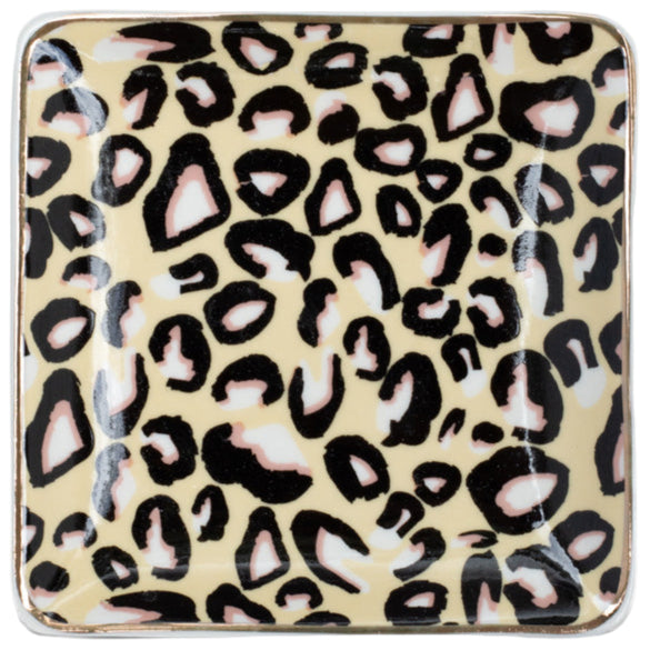 Finchberry Ceramic Leopard Print Soap Dish - 4.5" x 4.5"