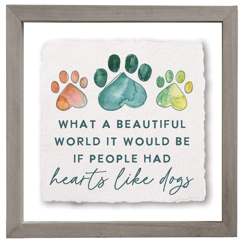 Sincere Surroundings "Hearts Like Dogs" Wooden Inspirational Sign - 10" x 10"