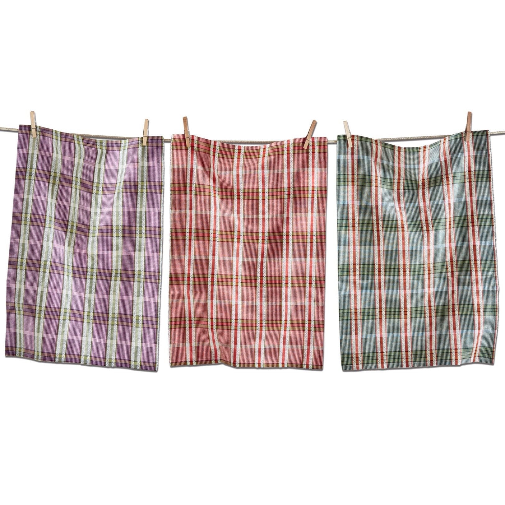 Sierra Plaid Style Cotton Dishtowels - 3 pc.