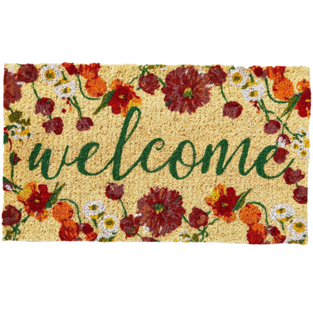 "Welcome" Blooms Coir Mat - 17" x 30"
