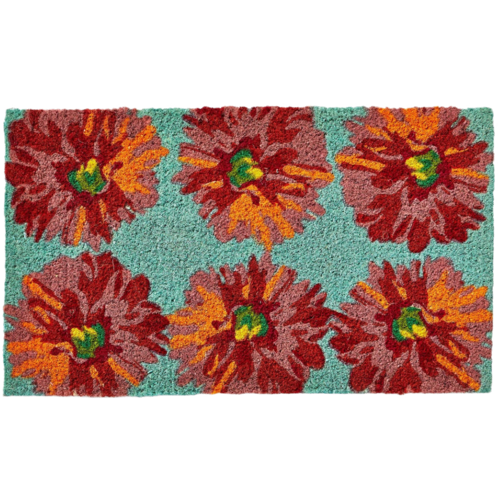 Red & Orange Blooms Coir Mat - 17" x 30"