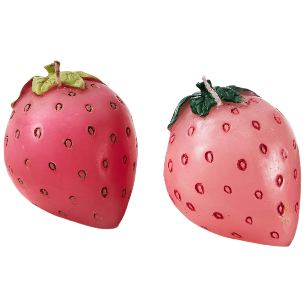 Strawberry-Shaped Paraffin Wax Candles - 2 pc.