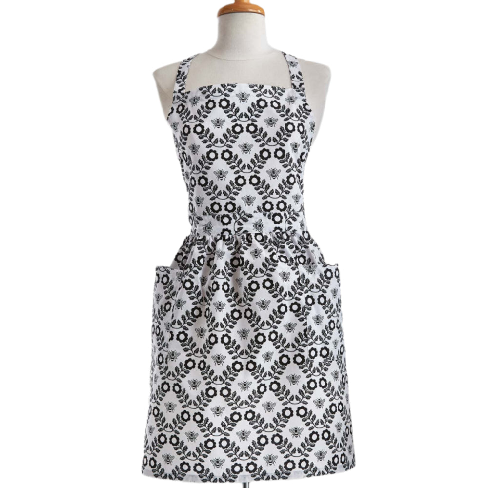 Black & White Cotton Bee Apron