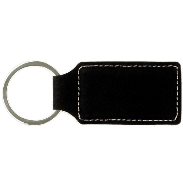 JDS Engravable Black Leatherette Keychain - 1.25