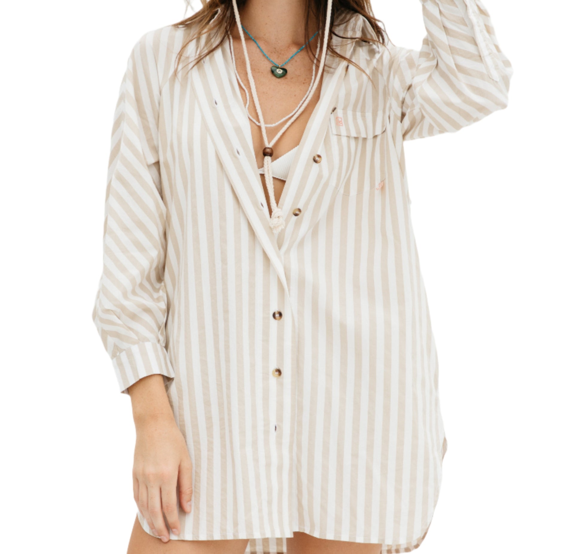 Lady Captain Women's Fishing Tunics - Sand Stripe / Small Lady Captain Women's Fishing Tunics - Sand Stripe / Small