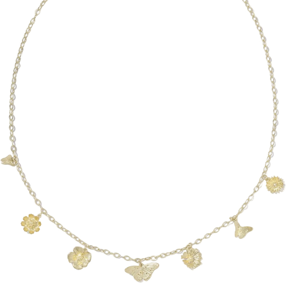 Kendra Scott Cailey Gold Butterfly & Flower Charm Necklace