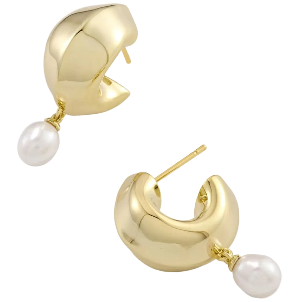 Kendra Scott Oakland Gold Pearl Huggie Earrings