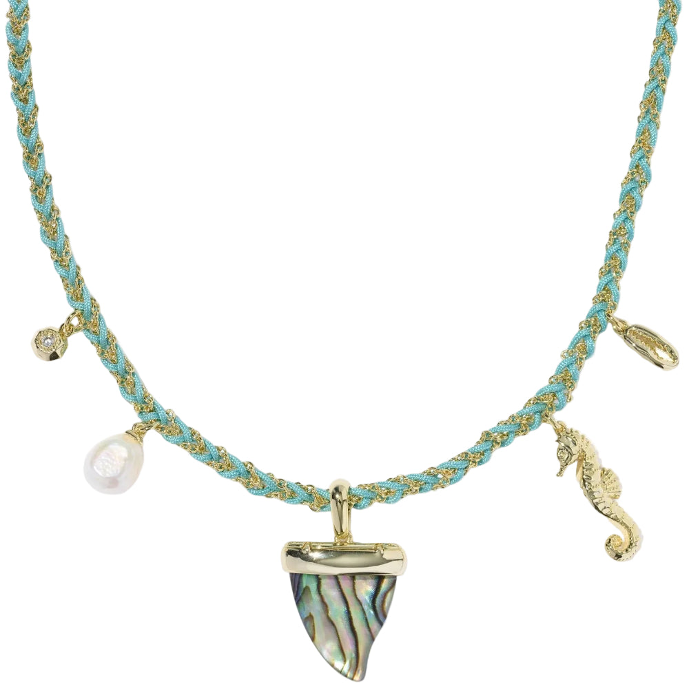 Kendra Scott Oleana Gold Shark & Seahorse Charm Necklace