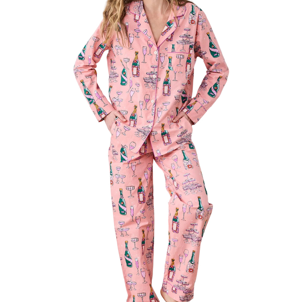 Printfresh Sweet Champagne Tower Long Pajama Set