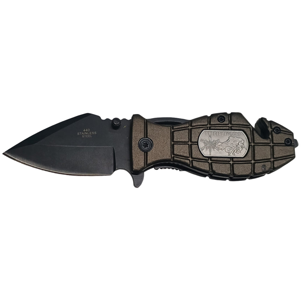 Service Tool Grenade-Shaped Tactical Folding Knife - 2.5"