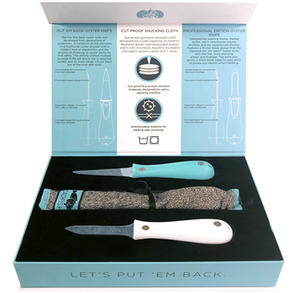 Toadfish Oyster Knives & Shucking Cloth Set - 3 pc.