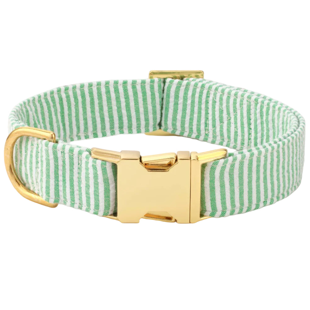 Foggy Dog Cotton/Nylon Collar - Green Seersucker
