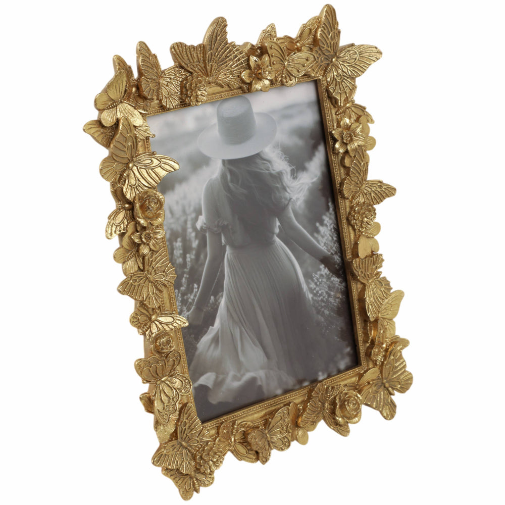 Sagebrook Gold-Toned Resin Butterflies Photo Frame - 5" x 7"