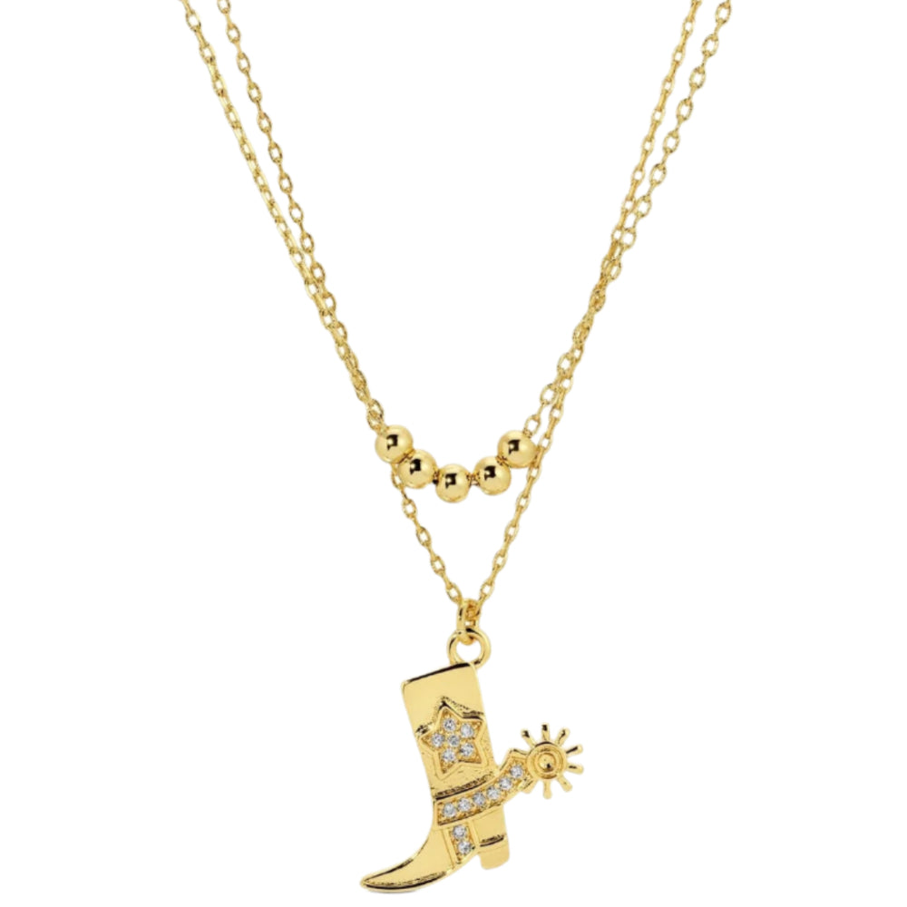 Splendid Iris Gold Cowgirl Boot & Spur Double Necklace