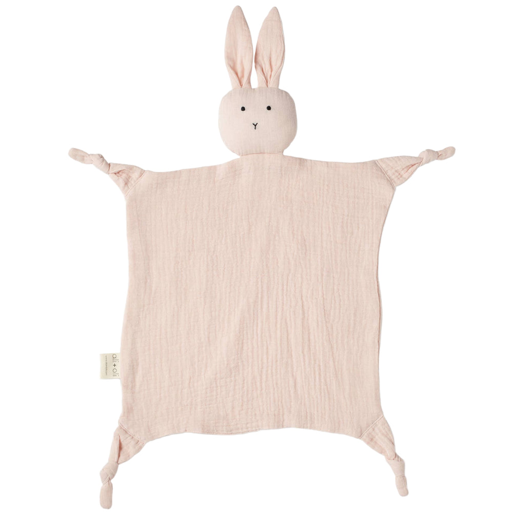 Ali + Oli Muslin Cotton Bunny Security Blanket - 14" x 14"