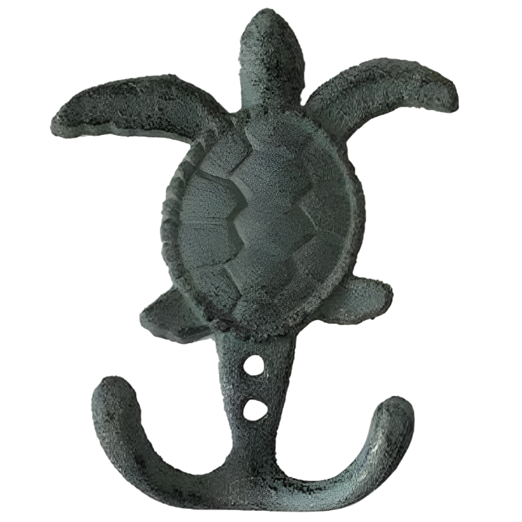 CB Home Cast Iron Distressed Sea Turtle Wall Hooks - 4.75"